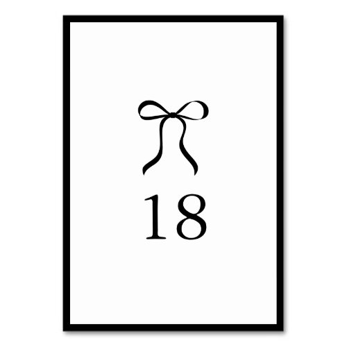 Simple Bow Classic Wedding Table Number