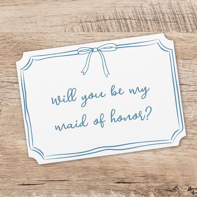 Simple Bow Dusty Blue Maid of Honor Proposal Card (Creator Uploaded)