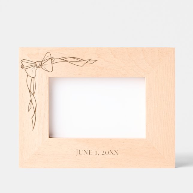 SIMPLE BOW PERSONALIZED  DATED WEDDING PICTURE ENGRAVED FRAMES (Front)