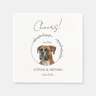 Simple Boxer Dog Wedding Cocktail  Napkins