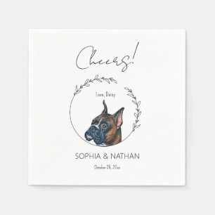 Simple Boxer Dog Wedding Cocktail Napkins
