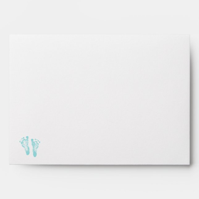 Simple Boy Baby Shower Precious Blue Footprints Envelope (Front)