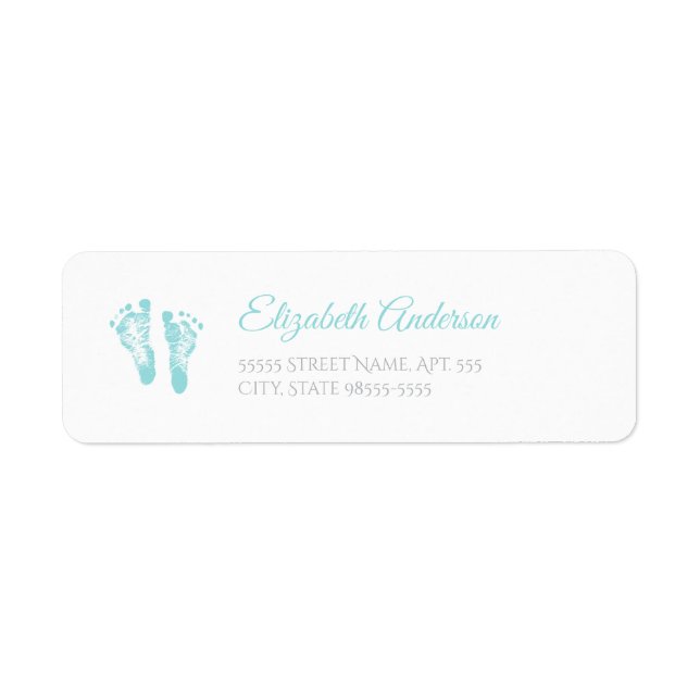 Simple Boy Baby Shower Precious Blue Footprints Label (Front)