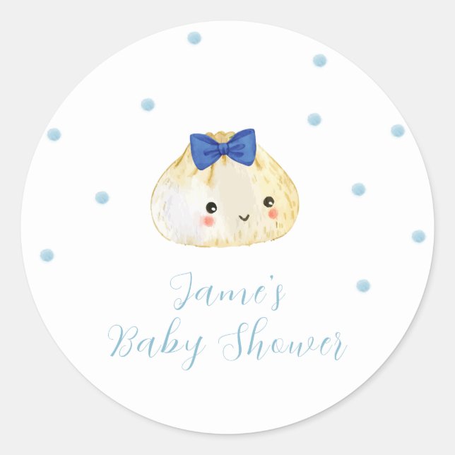 Simple Boy Little Dumpling Baby Shower  Classic Round Sticker (Front)
