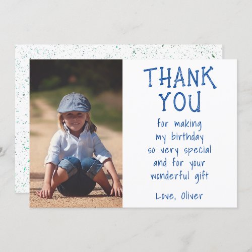 Simple Boy Photo Kids Birthday  Thank You Card