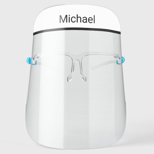 Simple Boy's Name Black White Face Shield (Front)