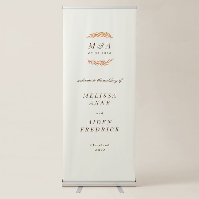 Simple Branch Autumn Wedding welcome sign (Front)