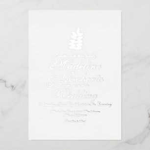 Simple Branch Foil Pressed Wedding Foil Silver Invitation