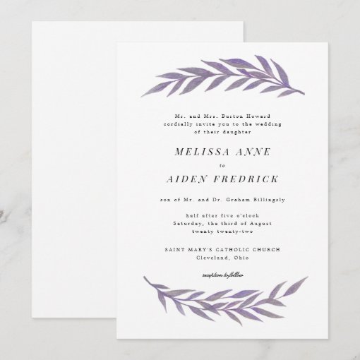 Simple Branch Formal Wording Spring Wedding Invitation | Zazzle