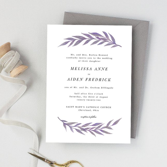 Simple Branch Formal Wording Spring Wedding Invitation (Creator Uploaded)