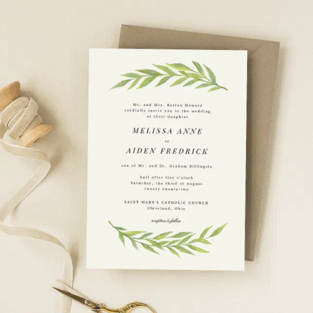 Simple Branch Formal Wording Wedding Invitation | Zazzle