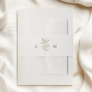 Simple Branch Monogram Wedding Invitation Belly Band