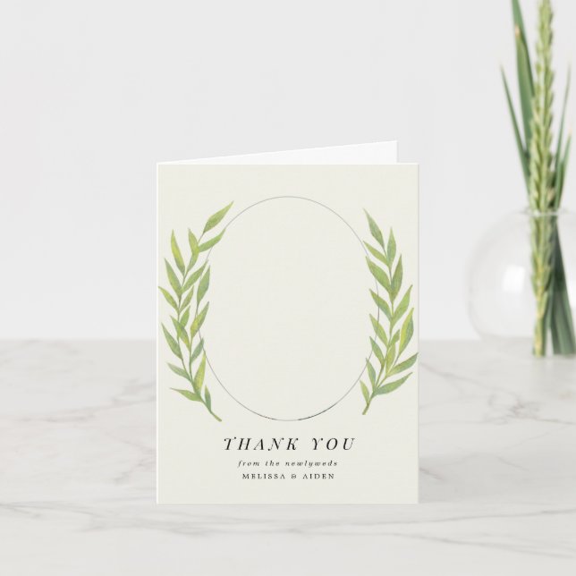 Simple Branch Wedding Photo Thank You Note (Front)