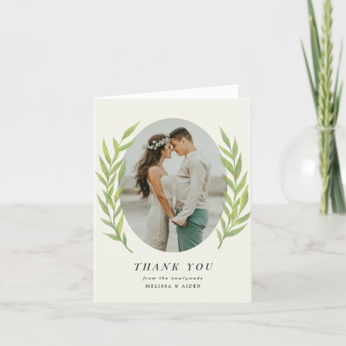 Simple Branch Wedding Photo Thank You Note