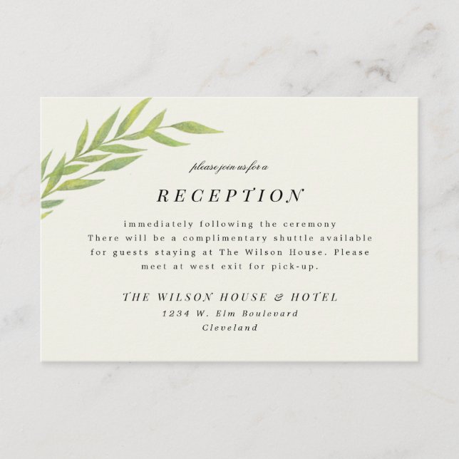 Simple Branch Wedding Reception Save The Date (Front)