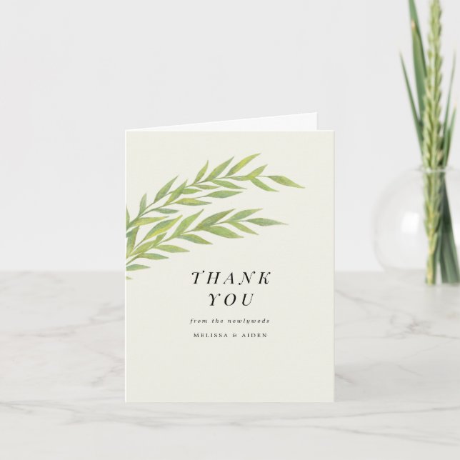 Simple Branch Wedding Thank You Note Card (Front)