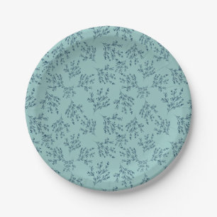 Simple Branches Fall Color Palette Aqua Wind Paper Plates