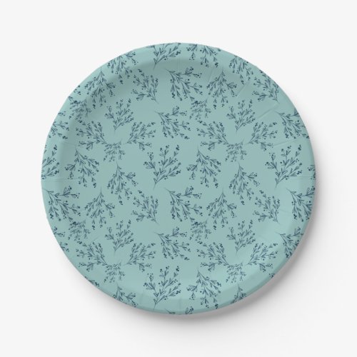 Simple Branches Fall Color Palette  Aqua Wind Paper Plates