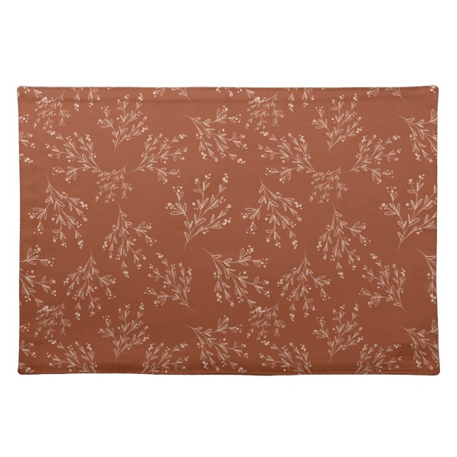 Simple Branches Fall Color Palette | Burnt Sienna Cloth Placemat (Front)