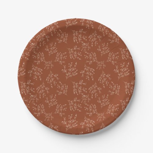 Simple Branches Fall Color Palette  Burnt Sienna Paper Plates