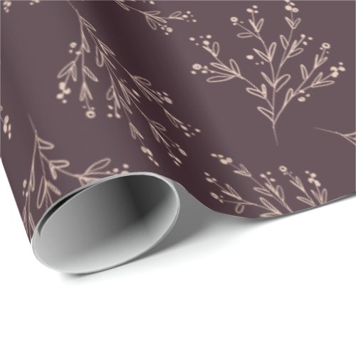 Simple Branches Fall Color Palette  Plum Wine Wrapping Paper