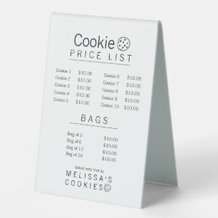 Simple Brand Ready Bakery Price List Table Tent