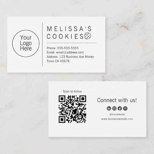 Simple Brand Ready Bakery QR Code Business Card