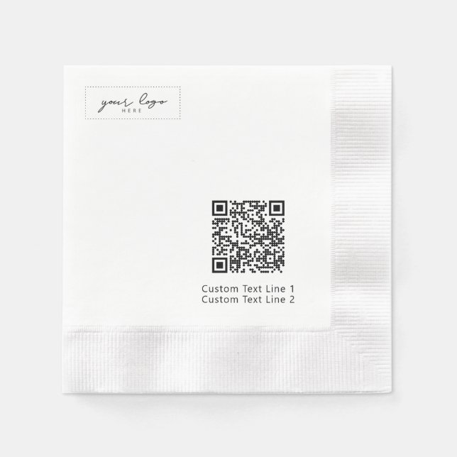 Simple Branded Business Logo QR Code Promotional Napkins (Front)