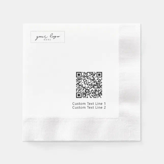 Simple Branded Business Logo QR Code Promotional Napkins | Zazzle