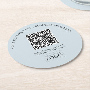 Simple Branded Business Logo QR Code Promotional Round Paper Coaster