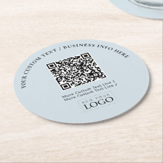 Simple Branded Business Logo QR Code Promotional Round Paper Coaster