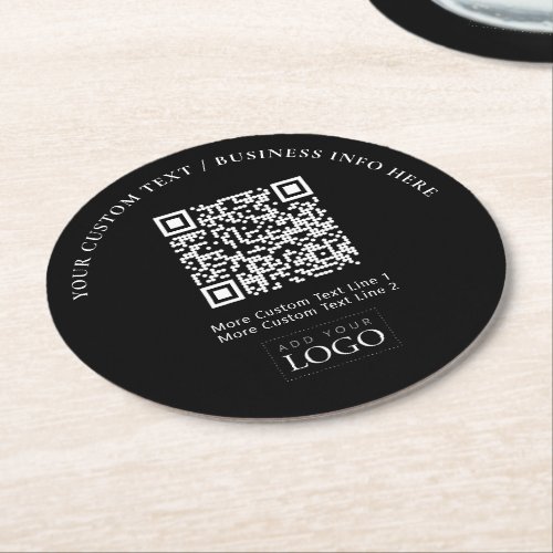 Simple Branded Business Logo QR Code Promotional Round Paper Coaster