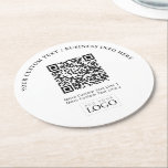 Simple Branded Business Logo QR Code Promotional Round Paper Coaster<br><div class="desc">Add branded detail to your business with this personalized paper coaster. This design features template for your logo and QR code. You can use this custom coasters for restaurants,  cafe,  bar,  banquets,  or events. More business supplies are available at my store BaraBomStudio.</div>