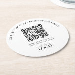 Simple Branded Business Logo QR Code Promotional Round Paper Coaster<br><div class="desc">Add branded detail to your business with this personalized paper coaster. This design features template for your logo and QR code. You can use this custom coasters for restaurants,  cafe,  bar,  banquets,  or events. More business supplies are available at my store BaraBomStudio.</div>