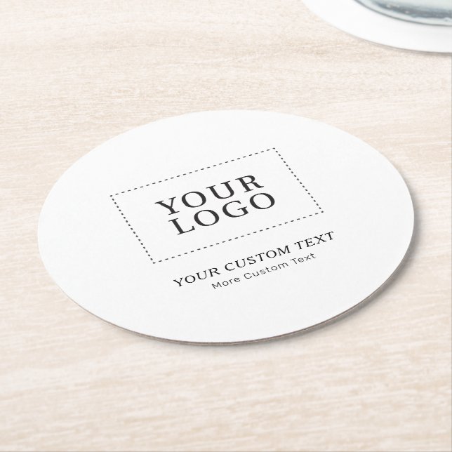 Simple Branded Custom Business Logo Promotional Round Paper Coaster (Angled)