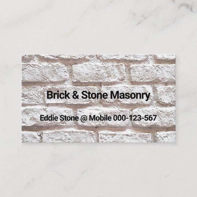 Simple Brick Stone Wall Builder Business Card (Front)