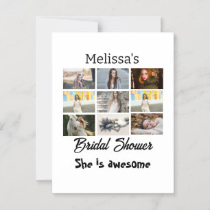 Simple Bridal Shower personalized 9 Photo Collage Magnetic Invitation
