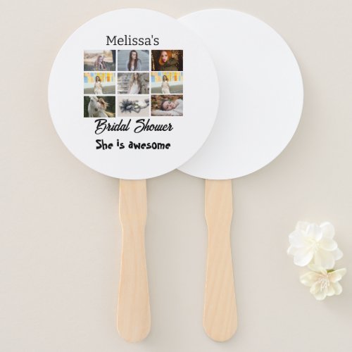Simple bridal shower personalized 9 photocollage hand fan