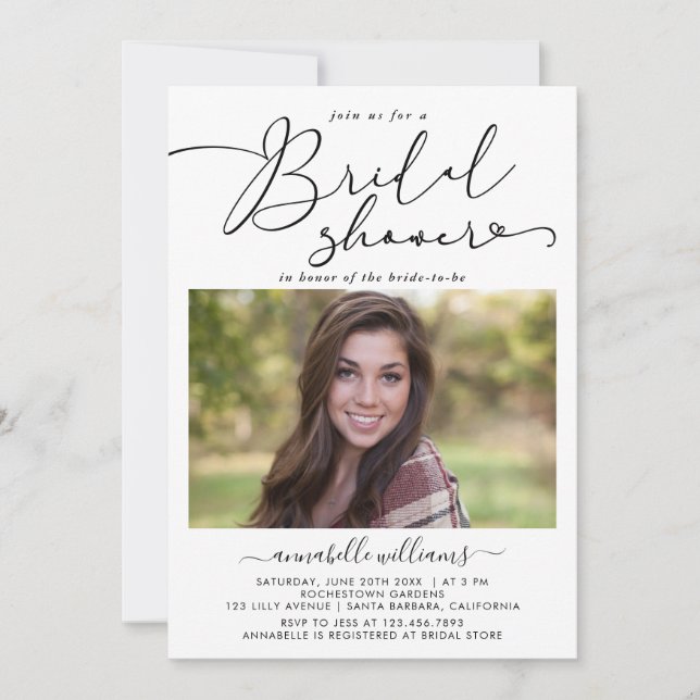 Simple Bridal Shower Photo Invitation (Front)