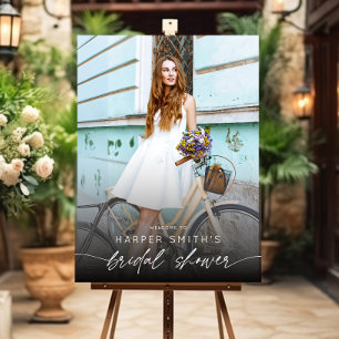 Simple Bridal Shower Photo Welcome Minimal Script Foam Board