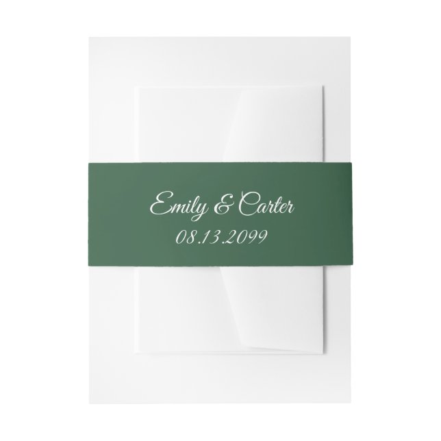 Simple Bride and Groom Names and Date Invitation Belly Band (Front Example)
