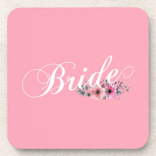 Simple Bride Floral Calligraphy   Coaster