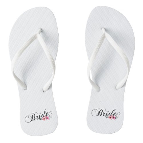 Simple Bride Floral Calligraphy  Flip Flops