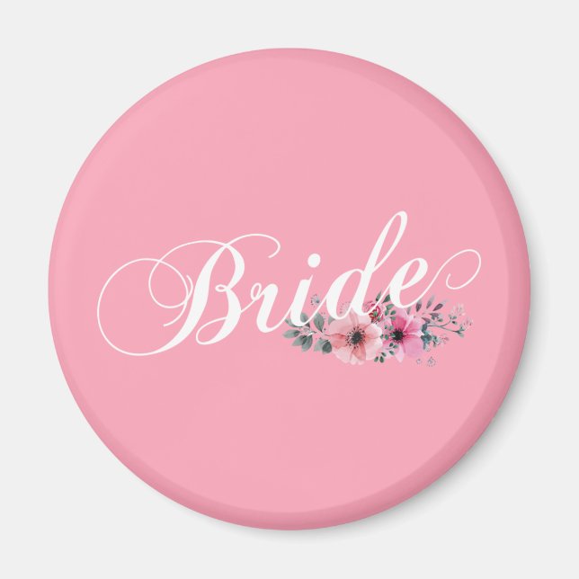 Simple Bride Floral Calligraphy | Magnet (Front)