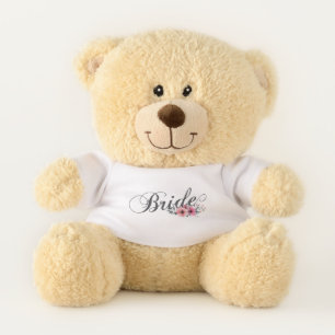 Simple Bride Floral Calligraphy   Teddy Bear