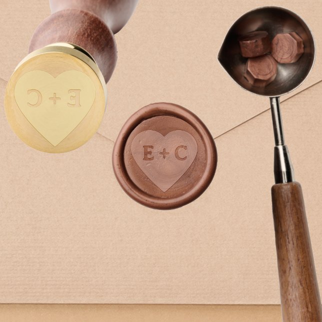 Simple Bride Groom Initials Monogram Heart Wedding Wax Seal Stamp (Simple Bride Groom Initials Monogram Heart Wedding Wax Seal Stamp)