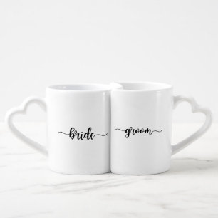 Simple Bride Groom Script Matching Coffee Mugs