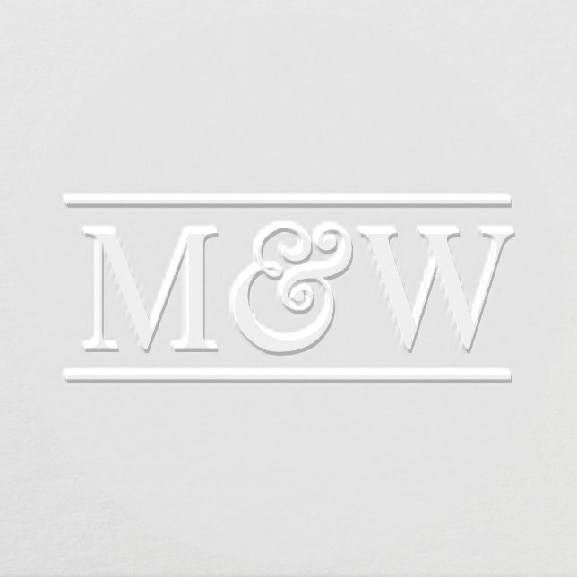 Simple Bride Groom Wedding 2 Initial Monogram R Embosser (Design)