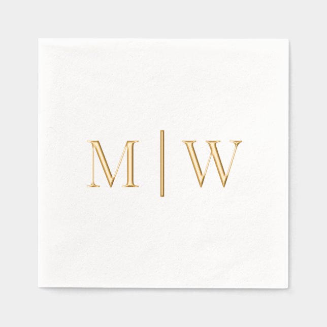 Simple Bride Groom Wedding 2 Initial Monogram VS Foil Napkins (Front)