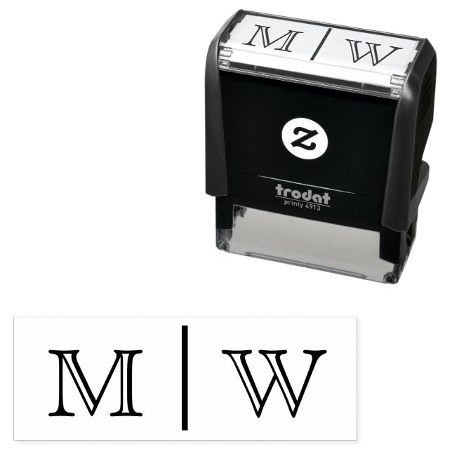 Simple Bride Groom Wedding 2 Initial Monogram VSO Self-inking Stamp (In Situ)